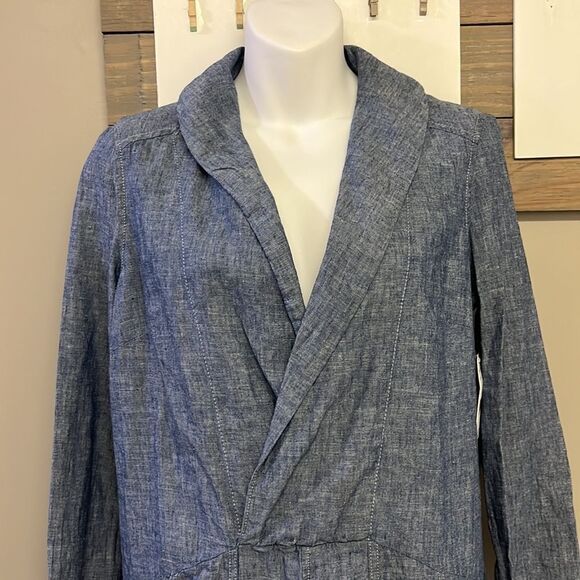 Free People Linen V-Neck Collar Long Sleeve Mini Dress w/ Pockets- Size XS - Picture 5 of 16